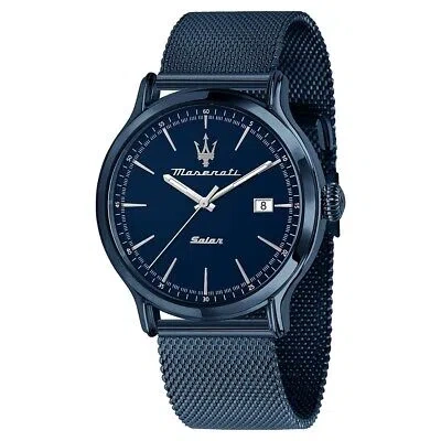 Pre-owned Maserati Men's Solar Watch Steel Mesh Blue / Solar R8853149001