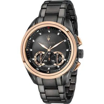 Pre-owned Maserati Mens Wristwatch  Traguardo R8873612016 Chrono Stainless Steel Black