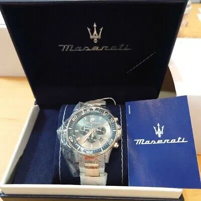 Pre-owned Maserati Official Watch Chronograph Wristwatch Gunmetal & Gold Unused Japan