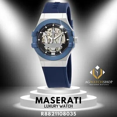 Pre-owned Maserati Potenza Automatic Skeleton Dial Stainless Steel Men's Watch R8821108035