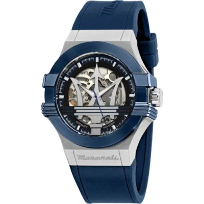 Pre-owned Maserati Potenza Automatic Skeleton Dial Stainless Steel Men's Watch R8821108035
