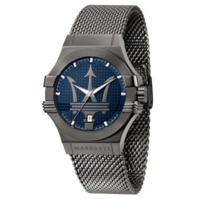 Pre-owned Maserati Potenza Gray Stainless Steel Case & Blue Dial Men's Watch. R8853108005