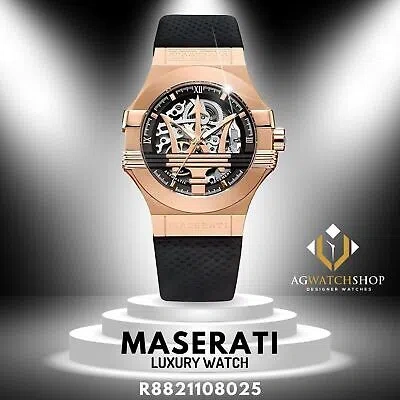 Pre-owned Maserati Potenza Men's Stainless Steel Leather Strap Watch R8821108025