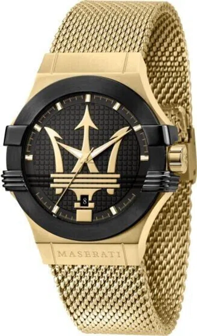Pre-owned Maserati Potenza (r8853108006) Men's Gold Analog Quartz Watch