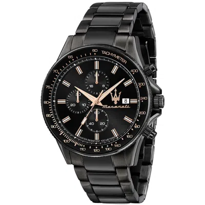 Pre-owned Maserati Sfida Black Stainless Steel Men's Watch R8873640011
