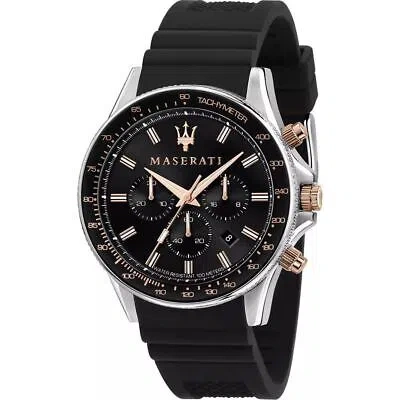 Pre-owned Maserati Sfida R8871640002 Watch Stainless Steel Black Dial Analogue Watch 44mm