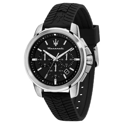 Pre-owned Maserati Successo Black Rubber Strap Men Watch R8871621014