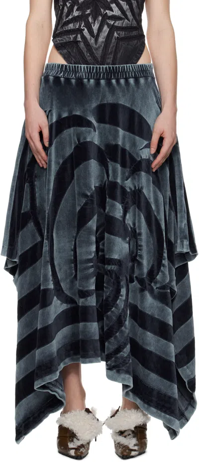 Masha Popova Blue Handkerchief Tracksuit Plush Maxi Skirt In Beverly Den Twilight