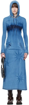 MASHA POPOVA BLUE HOODED MAXI DRESS