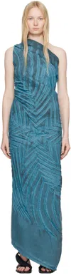 Masha Popova Blue Off-shoulder Star Denim Maxi Dress