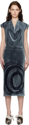 Masha Popova Blue Open Back Cowl Neck Hoodie Minidress In Beverly Den Twilight