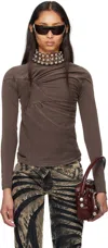 MASHA POPOVA BROWN 'STUCK IN BRA' T-SHIRT