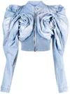 Masha Popova Blue Scrapyard Draped Denim Bomber Jacket