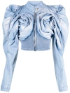 Masha Popova Blue Scrapyard Draped Denim Bomber Jacket In Denim