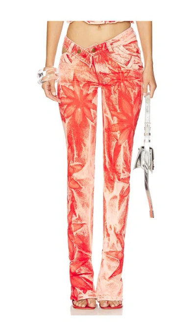 Masha Popova Flower Bell Bottom Asymmetric Skinny
