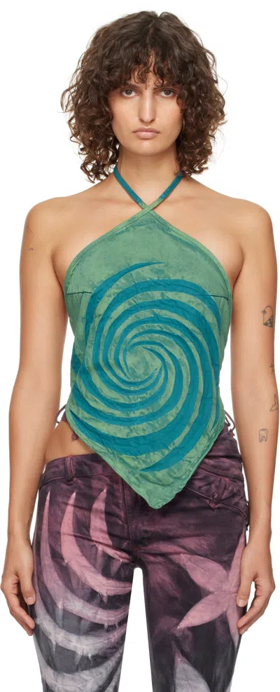 Masha Popova Green & Blue Bandana Tank Top In Emerald Ocean
