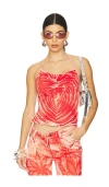 Masha Popova Love Heart Bandana Top In Orange