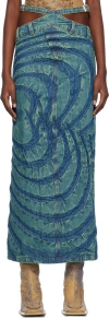 Masha Popova Ssense Exclusive Blue Big Heart Denim Midi Skirt In Fern