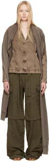 Masha Popova Ssense Exclusive Brown Asymmetric Scarf Denim Jacket