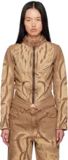 Masha Popova Ssense Exclusive Brown Chain Racing Denim Jacket In Mocha Fossil