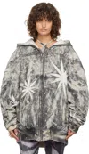 Masha Popova Ssense Exclusive White & Black Oversized Hooded Denim Bomber Jacket In Noct Earth Camo