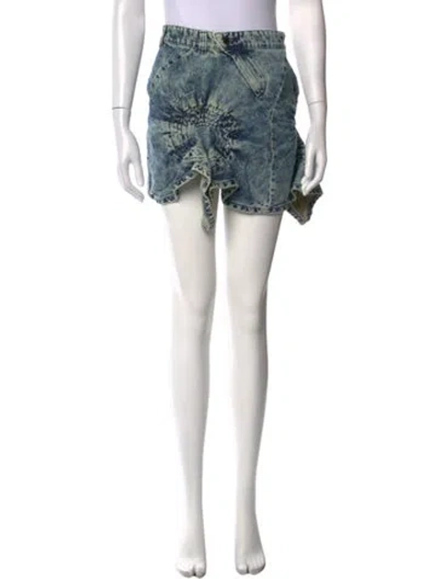 Pre-owned Masha Popova Tie-dye Print Mini Skirt In Blue