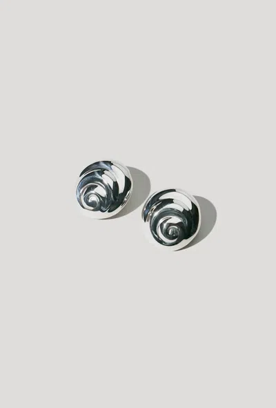 Maslo Jewelry Women's Nautilus Swirl Earrings In Sterling Silver In Green