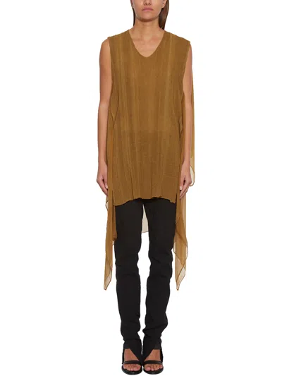 Masnada Chiffon Tank Top In Gold
