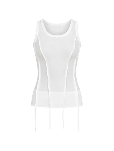 Masnada Chiffon-insert Panelled Tank Top In White