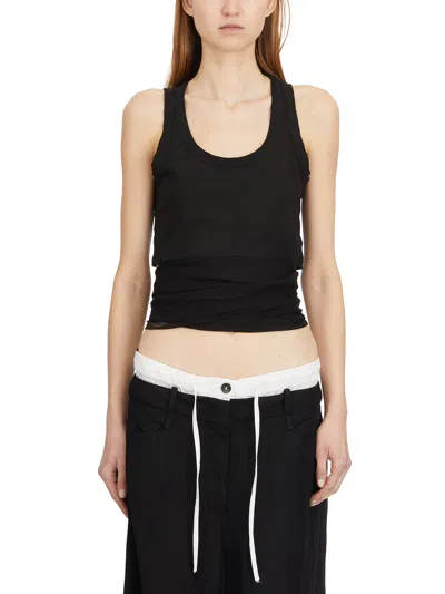 Masnada Cotton And Silk Tank Top In Black