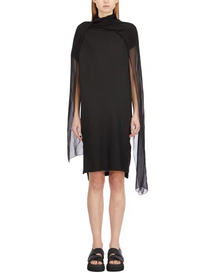 Masnada Cotton Dress With Silk Scarf In Black