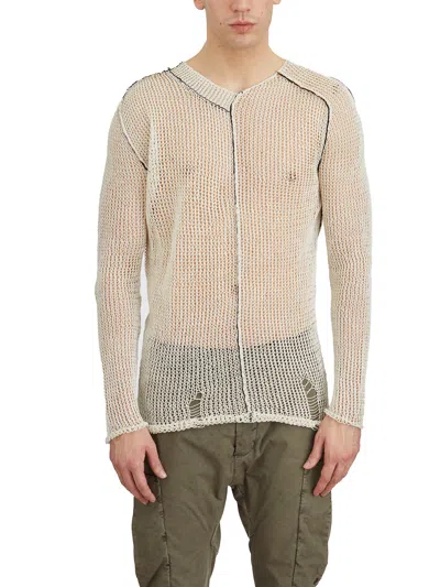 Masnada Crew Neck Linen Sweater In Neutral