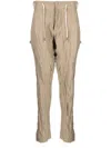 Masnada Crinkled Drawstring Track Pants In Brown