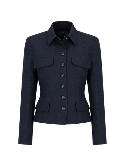 Masnada Cropped Pocket-detail Jacket In Blue