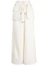 Masnada Detachable-belt Wide-leg Trousers In Neutrals