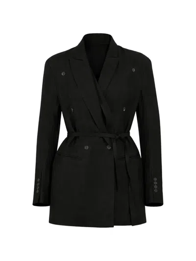 Masnada Double-breasted Belted Blazer In Black
