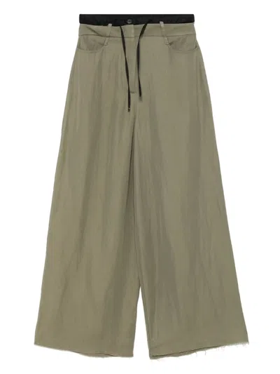 Masnada Double-waistband Trousers In Green
