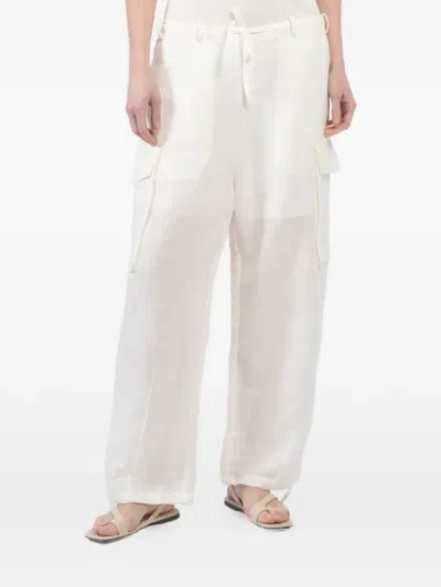 Masnada Drawstring Flap-pocket Trousers In White