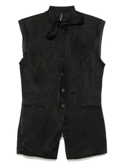 Masnada Floral-jacquard Waistcoat In 黑色
