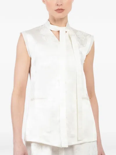 Masnada Floral-print Open-back Top In White