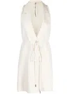 Masnada Front-tie Buttoned Waistcoat In White