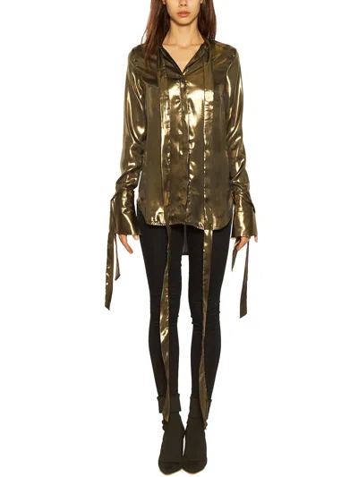 Masnada Lame Shirt With Scarf In Green