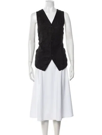 Pre-owned Masnada Linen Patterned Vest In Black