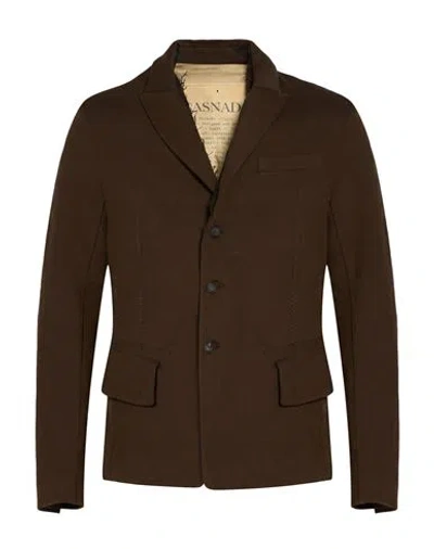 Masnada Man Blazer Military Green Size 40 Cotton, Wool, Polyester, Elastane In Brown