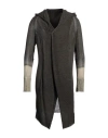 Masnada Man Cardigan Charcoal Size 40 Linen, Elastane In Grey