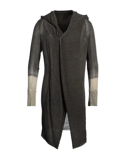 Masnada Man Cardigan Charcoal Size 40 Linen, Elastane In Grey