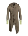 Masnada Man Cardigan Military Green Size 40 Linen, Elastane In Green
