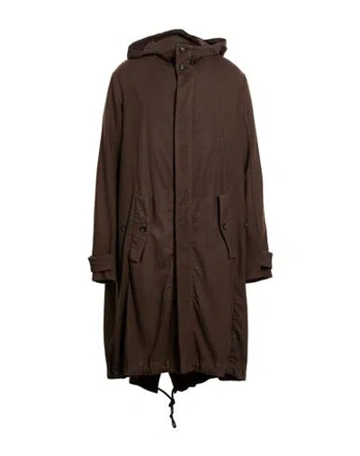 Masnada Man Coat Dark Brown Size 40 Wool, Elastane