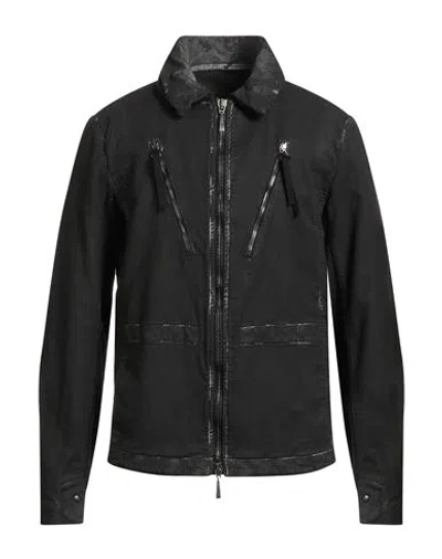 Masnada Man Denim Outerwear Black Size 40 Cotton, Elastane