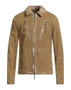 Masnada Man Denim Outerwear Khaki Size 40 Cotton, Elastane In Brown